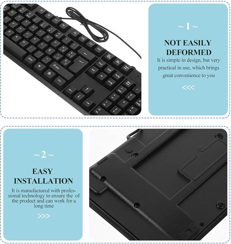 BESPORTBLE لوحة مفاتيح USB سلكية و مجموعة ماوس بتخطيط إسباني للكتابة الهادئة للكمبيوتر المحمول المكتبي - Image 4
